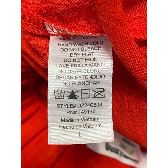 Double Zero Women's Red High Waist Drawstring Wide Leg Harem Palazzo Pants Sz L - Picture 4 of 4